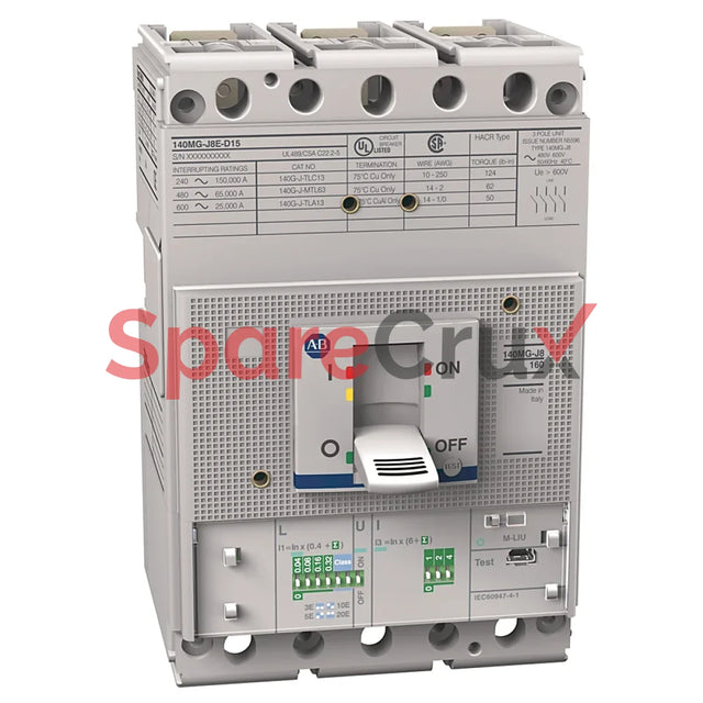 140Mg-J8E-D15-Aa | Allen Bradley Motor Protection Circuit Breaker J Frame 15 A Thermal Magnetic