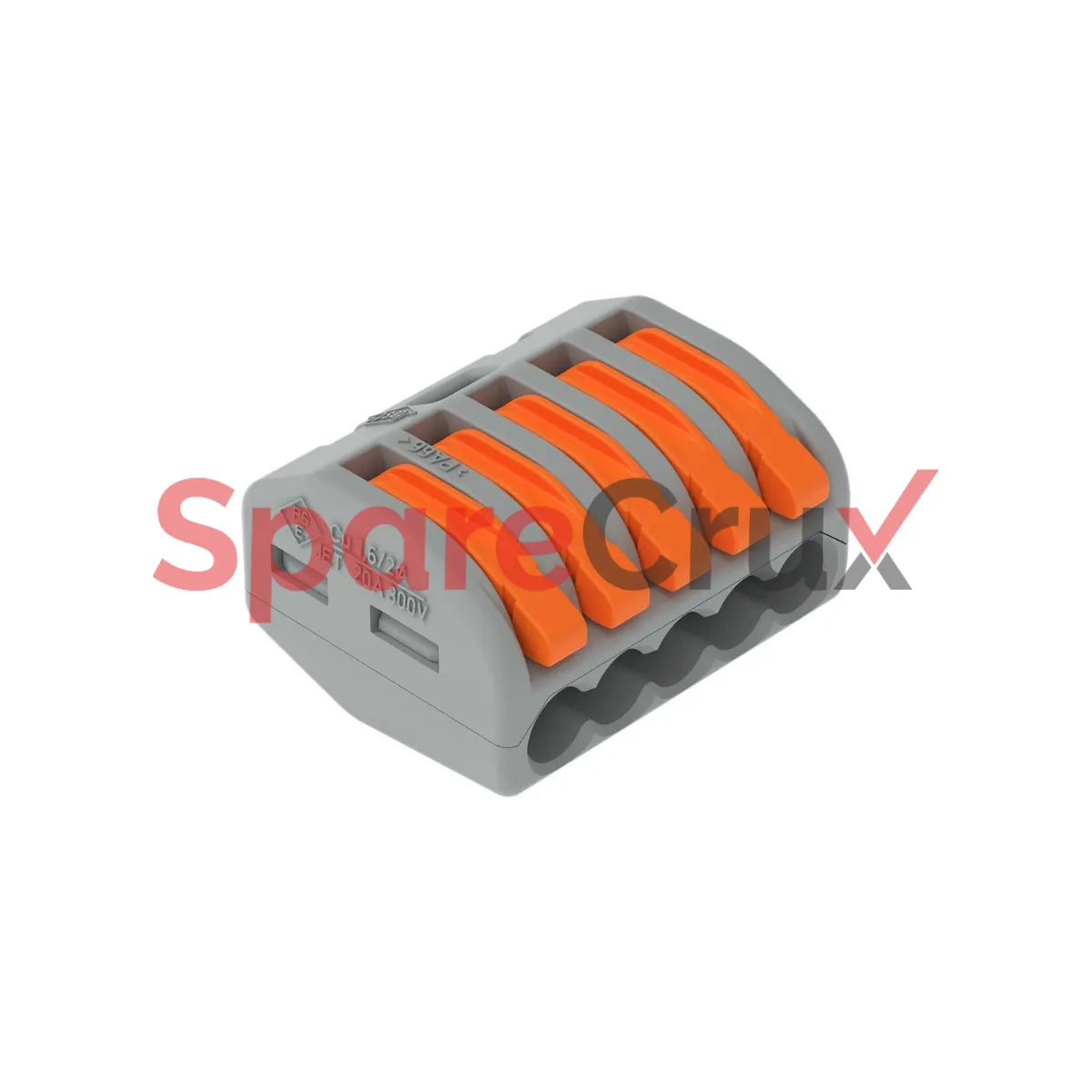 222-415 | WAGO | 5-Conductor Lever Splicing Connector, 4 mm² Max, Gray Housing