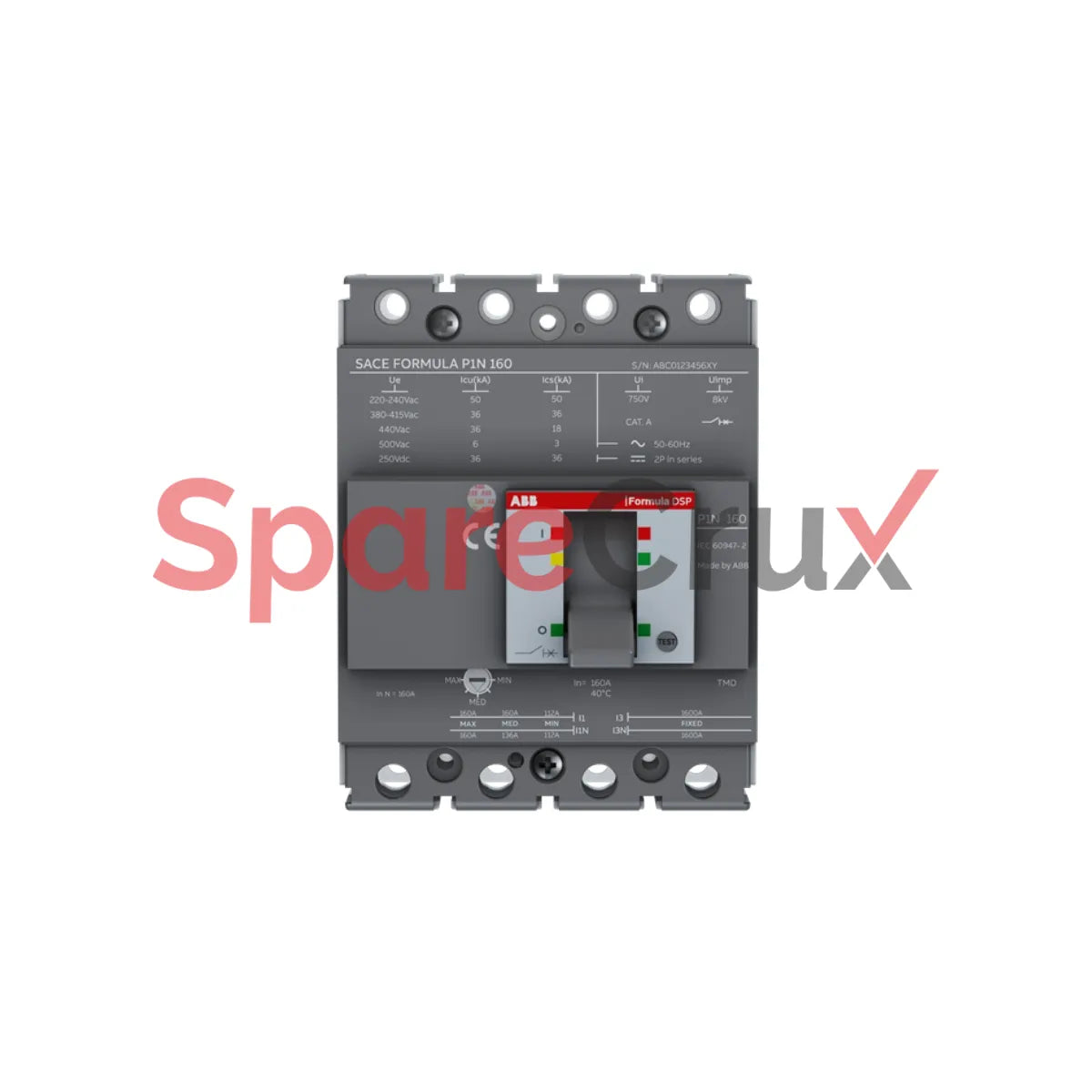 1SDA116246R1 | ABB | DSP MCCB 100A, 4Pole, 25kA, P1C 160 TMD 100-1000 4p F F