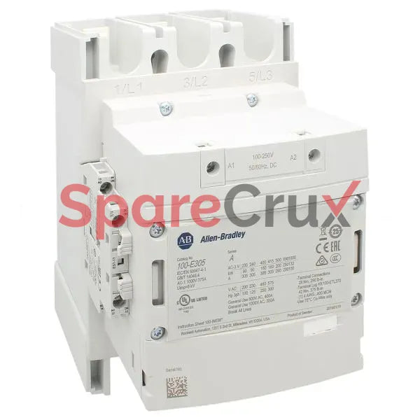 100-E305ED11 | ALLEN BRADLEY |  Contactor, 305 A, 1NO + 1NC, 250 V