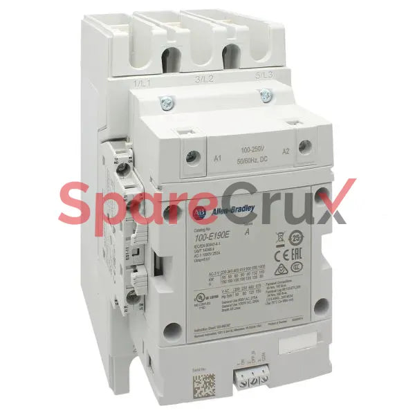 100-E190EN11 | ALLEN BRADLEY |100-E MCS-E Contactor, 190A, AC3 Duty, 250-500V AC 50/60Hz / 250-500V DC Electronic Coil w/ PLC Interface, 1 N.O. 1 N.C.