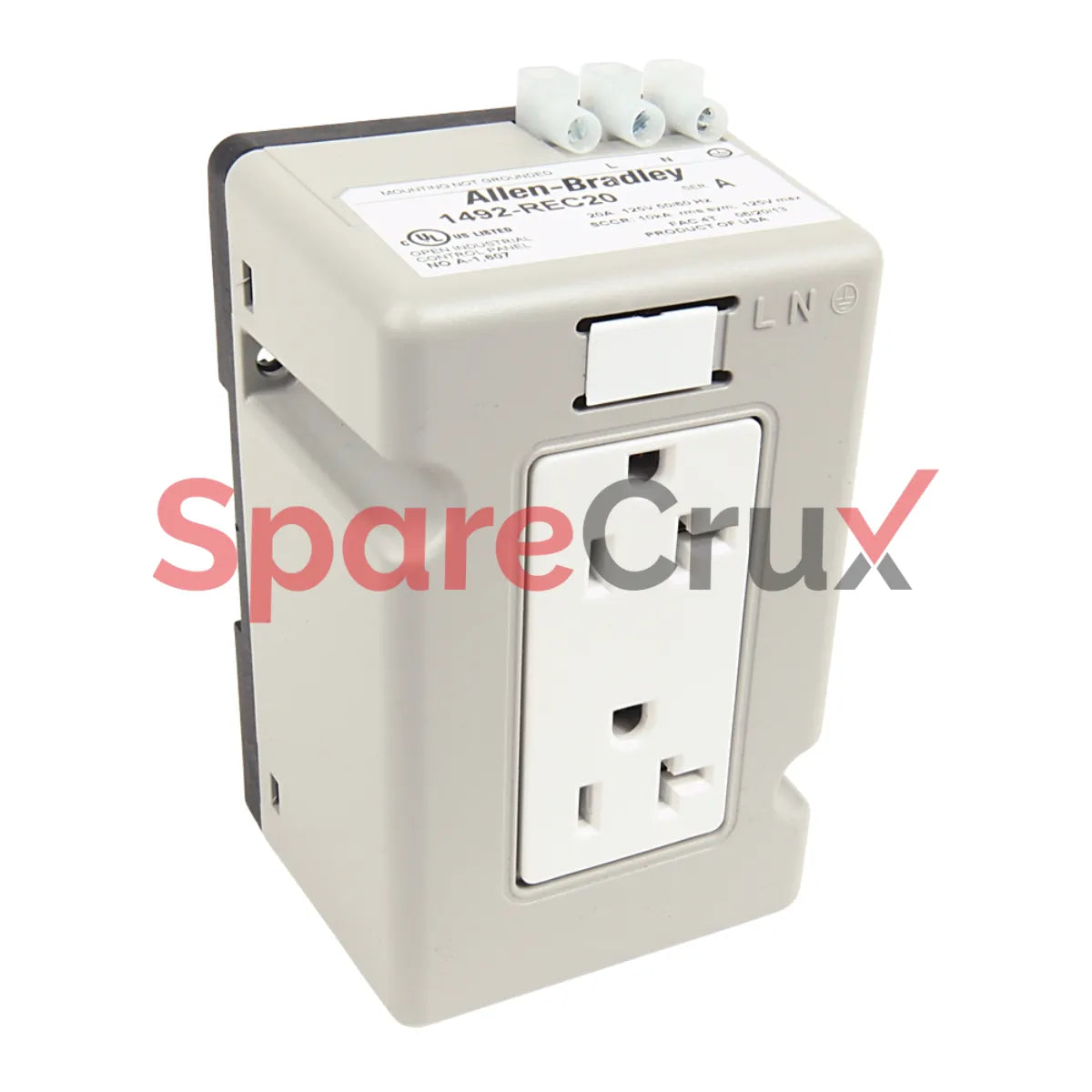 1492-REC20 | ALLEN BRADLEY | DIN Rail Mounted Receptacle, 20 A, 125 V AC, Duplex