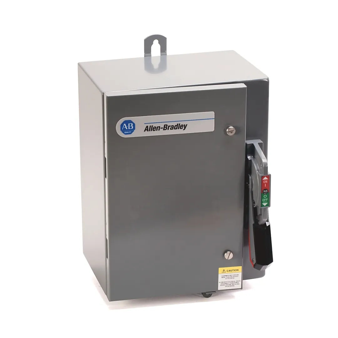 1494GY-BF3J6-98 | ALLEN BRADLEY | 30A, 3-Pole, Fusible Enclosed Disconnect Switch with Class J Fuse Clips and Painted Metal Handle, Type 3R/4/12 Painted Metal Enclosure