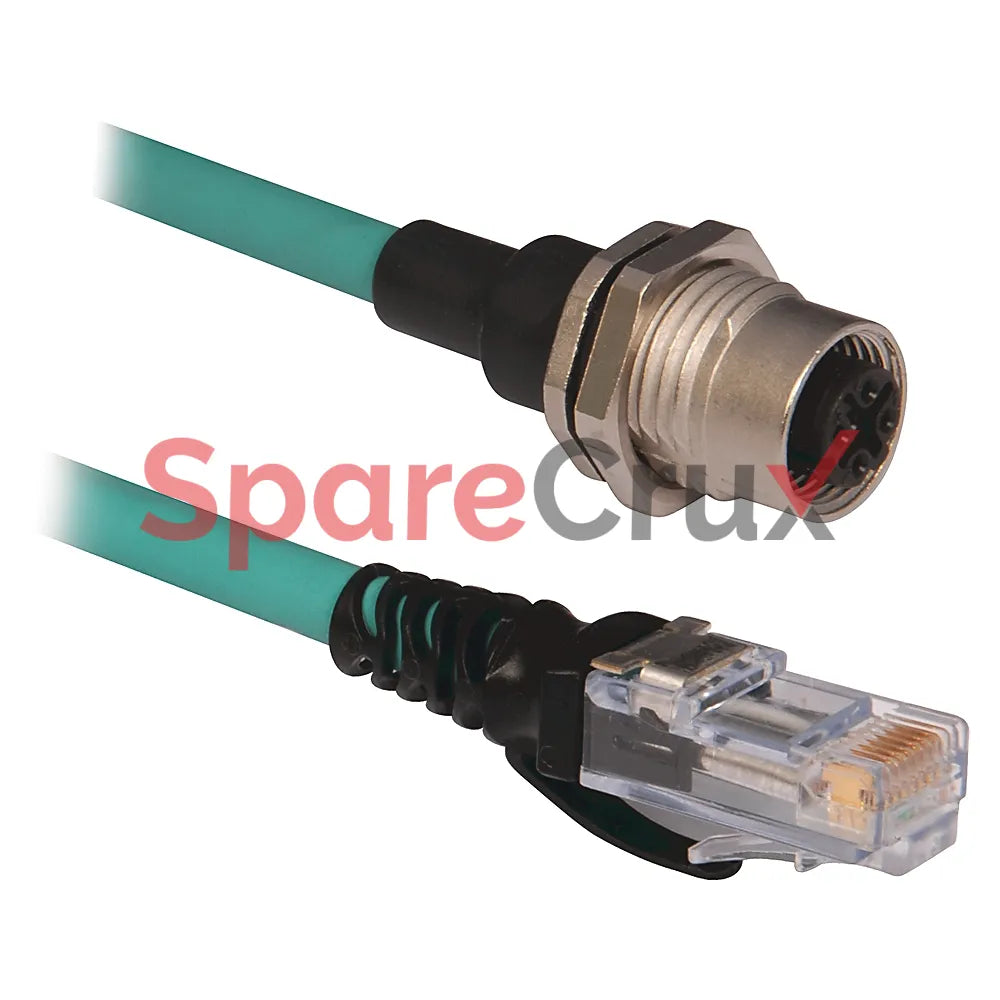1585D-D4UBJM-5 | ALLEN BRADLEY | Ethernet Cables Cat5e, 100BASE-TX, 100 Mbit/s, 4 Conductors, M12, Female Front Mount Receptacle, Standard, RJ45, Straight Male, Teal Robotic TPE, 4 Conductor, Teal TPE, Flex Rated