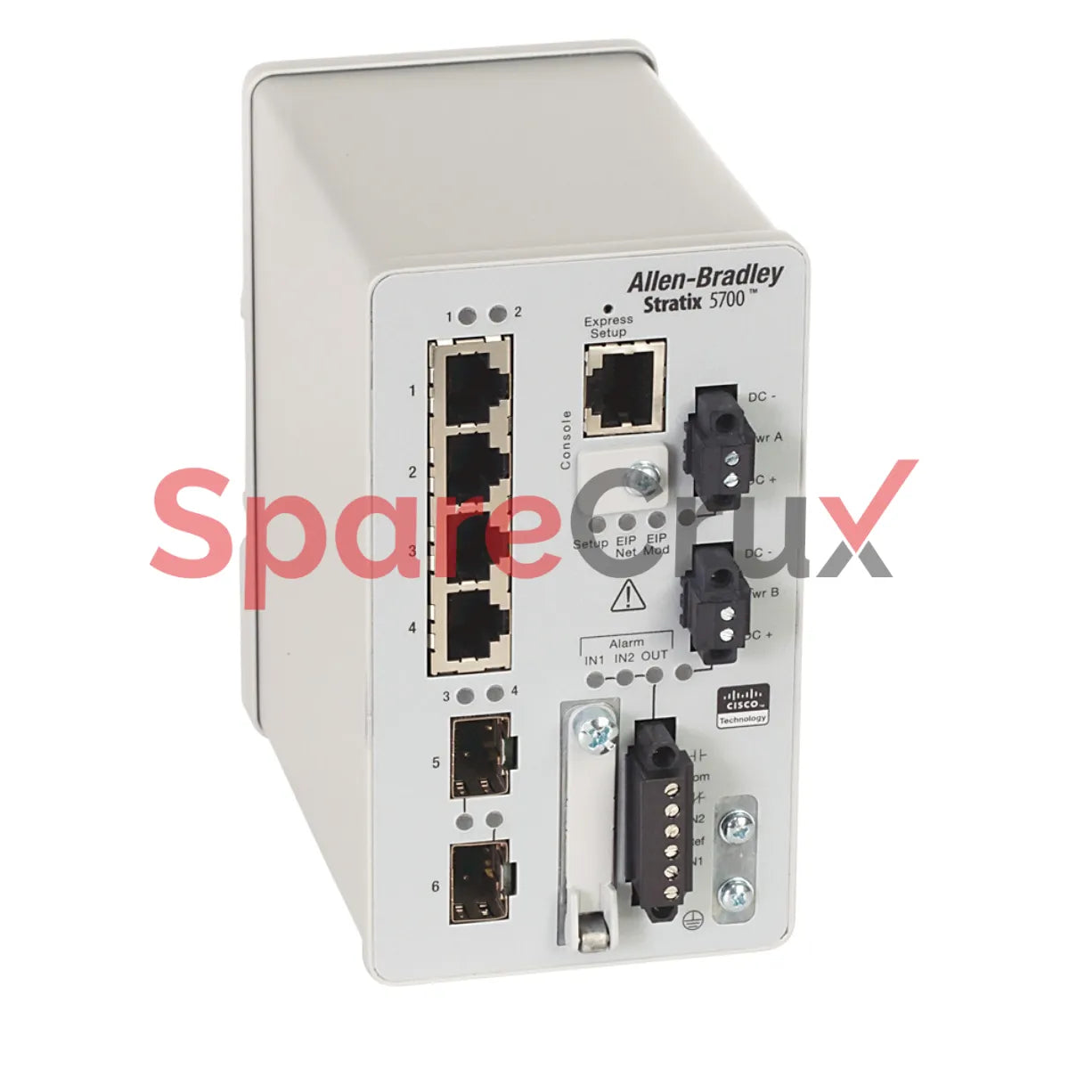 1783-BMS06SGL | ALLEN-BRADLEY | Stratix 5700 Managed Ethernet Switch, 6 Ports: 4 Fast Ethernet Copper, 2 Gigabit Ethernet Fiber SFP Slots, Lite Software