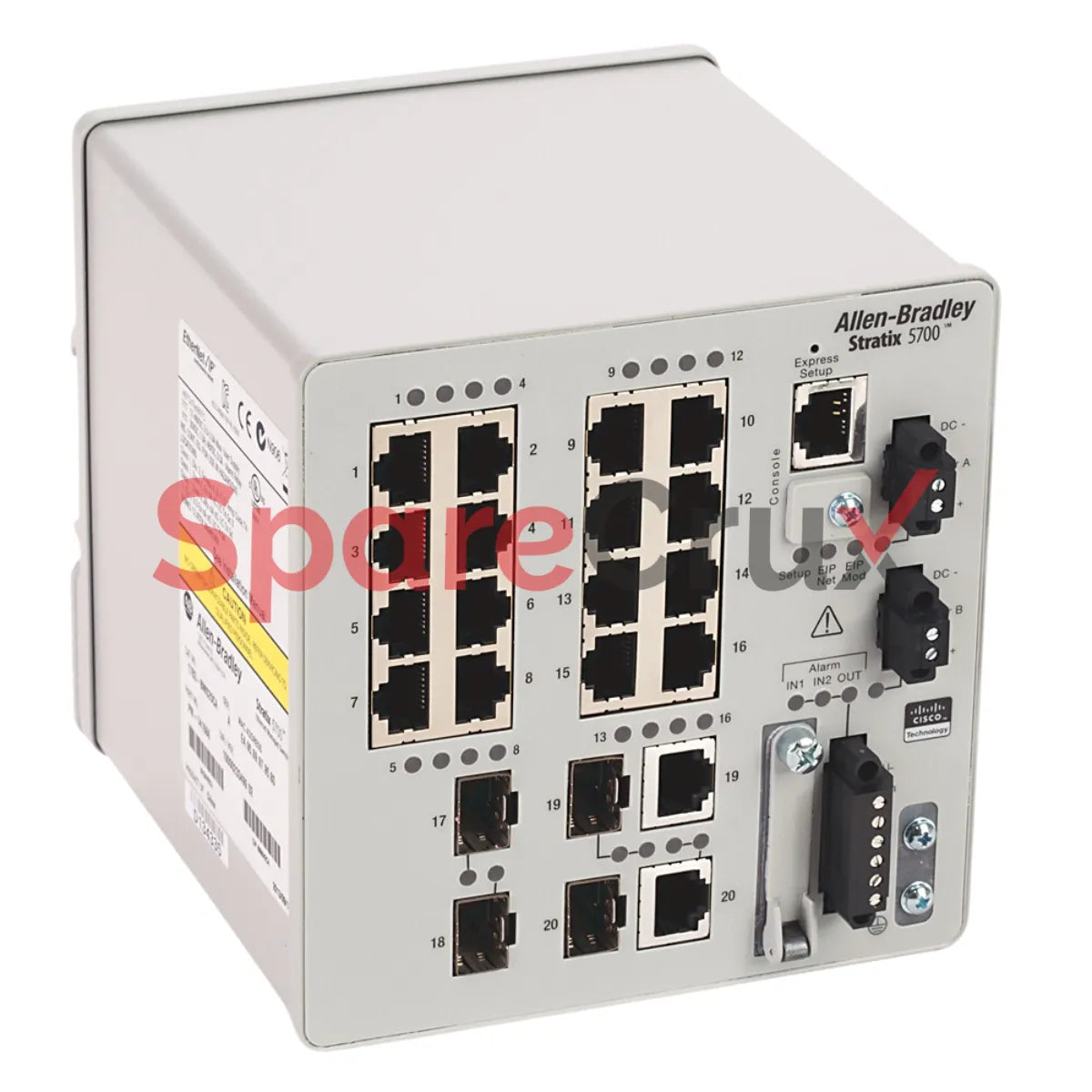 1783-BMS20CA | ALLEN-BRADLEY | Stratix 5700 Managed Ethernet Switch, 20 Ports: 16 Fast Ethernet Copper, 2 Gigabit Ethernet Copper, 2 Fast Ethernet Fiber SFP Slots, Full Software
