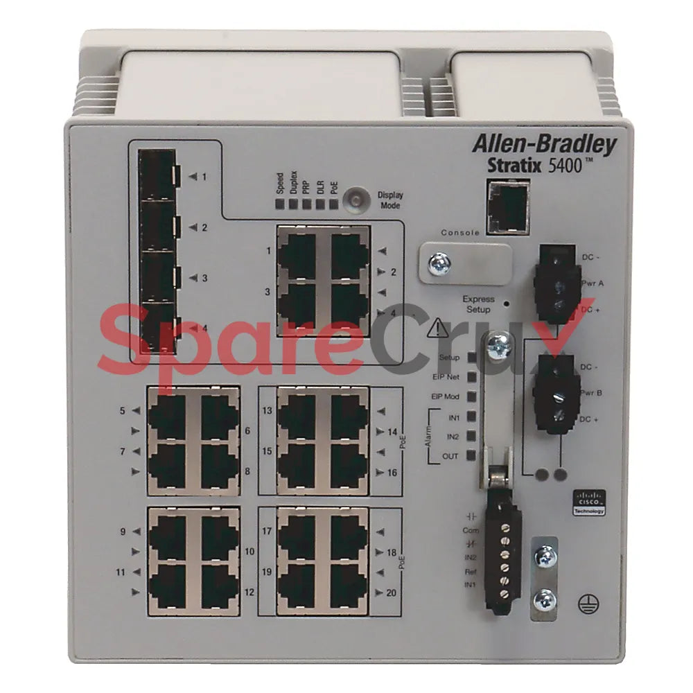 1783-HMS16T4CGN | ALLEN-BRADLEY | Stratix 5400 Managed Ethernet Switch, 16 Ports: 12 Copper 10/100/1000 Mbps, 4 Combo Gigabit Ports, Full Firmware, NAT