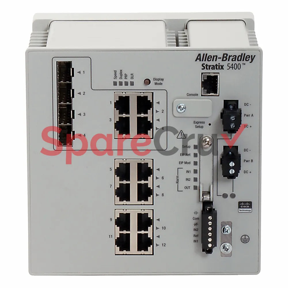 1783-HMS8T4CGN | ALLEN BRADLEY | Stratix 5400 Managed Ethernet Switch with 8 copper 10/100 ports, 4 combo 10/100/1000 ports, Layer 2 firmware.