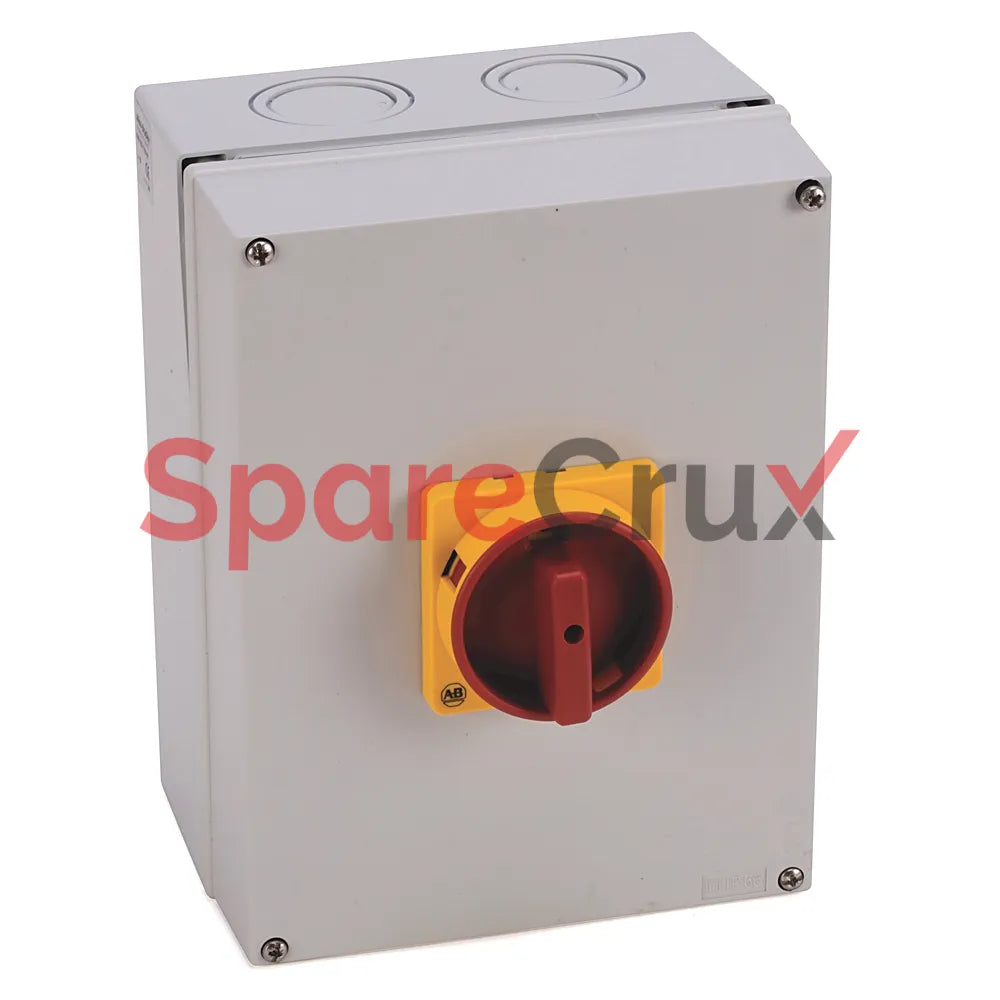 194E-Y40-1756-6N | ALLEN BRADLEY | 40A Load Switch, Enclosed - Base/DIN Rail, OFF-ON 90°, 6 Poles, Supplied with a Type N Red/Yellow Actuator
