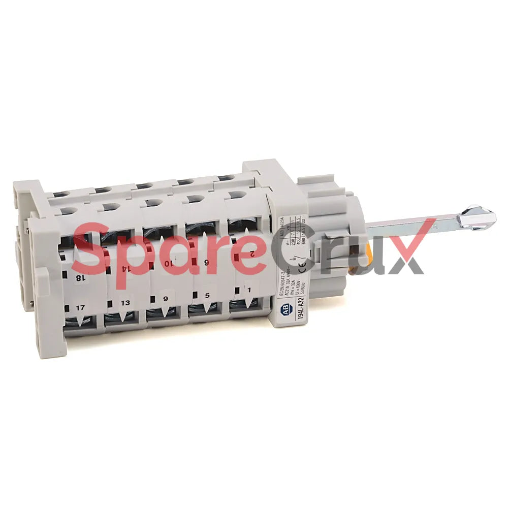 194L-A32-3254 | ALLEN BRADLEY | 32A Load Switch, Open - Base/DIN Rail, Changeover 1-0-2 45°, 4 Poles