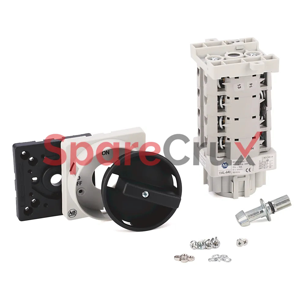 194L-A40-1754 | ALLEN BRADLEY | 40A Load Switch, Open - Base/DIN Rail, OFF-ON 90°, 4 Poles