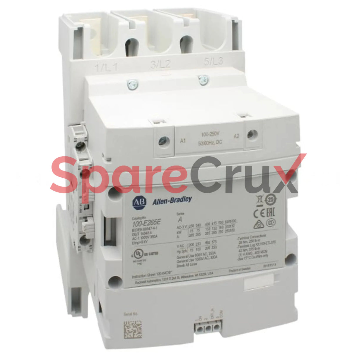 100-E265ED11 | ALLEN BRADLEY | MCS-E 100-E Contactor 265A, 100-250V AC/DC