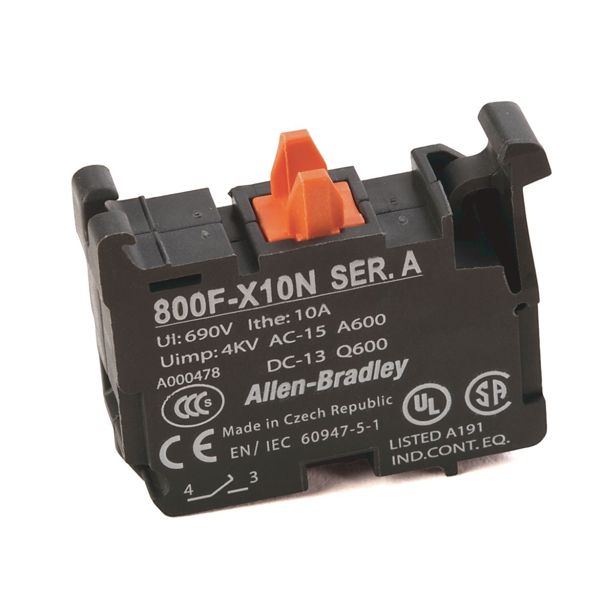 800F-X10N | ALLEN BRADLEY | 22mm Contact Block 800F PB