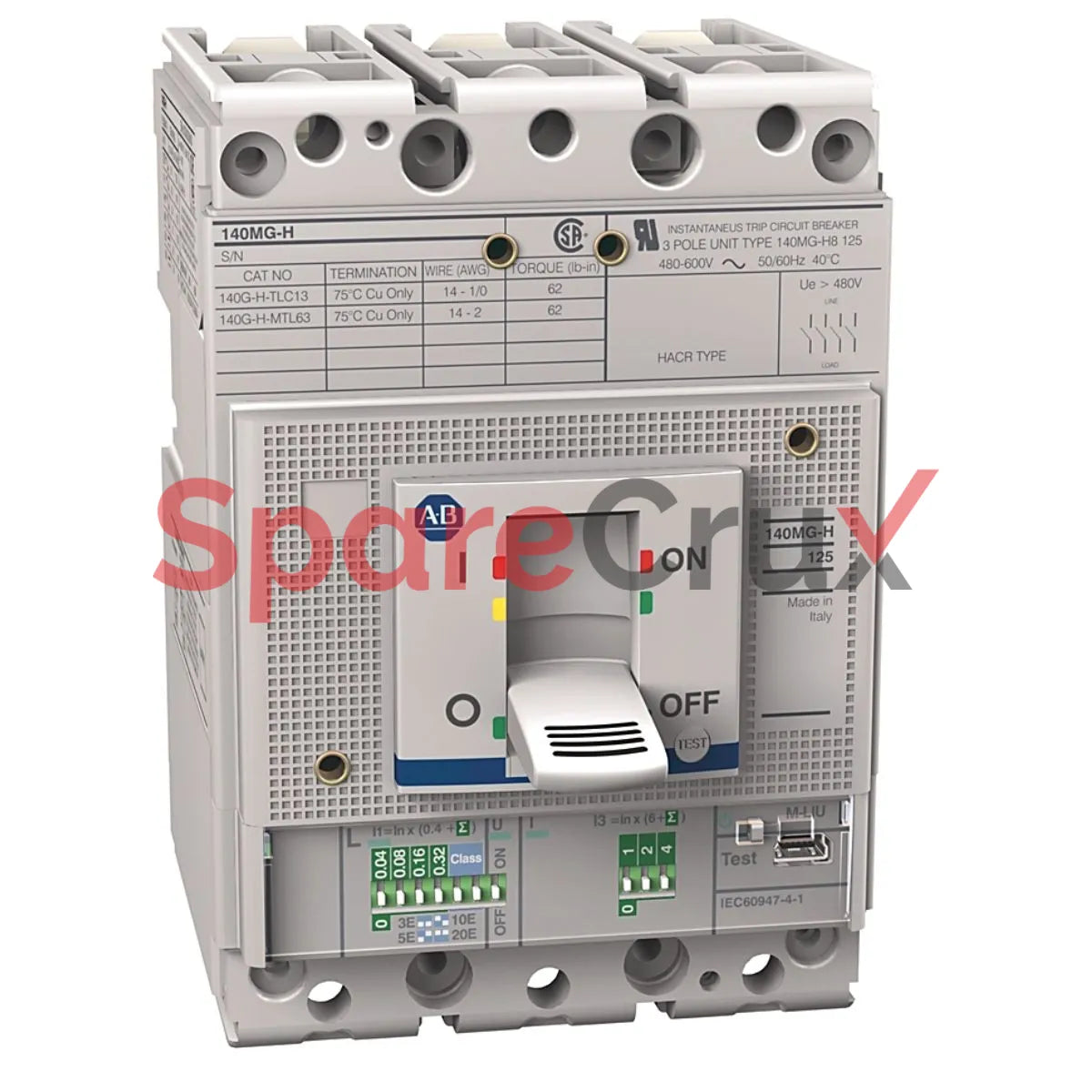 140MG-H8E-D10-UD-AA | ALLEN BRADLEY | Motor Protection Circuit Breaker, H Frame, 10 A, Adjustable Thermal/Fixed Magnetic Trip, 1 N.O./1 N.C. Auxiliary + Alarm Contact, 600V, DIN Rail Mount