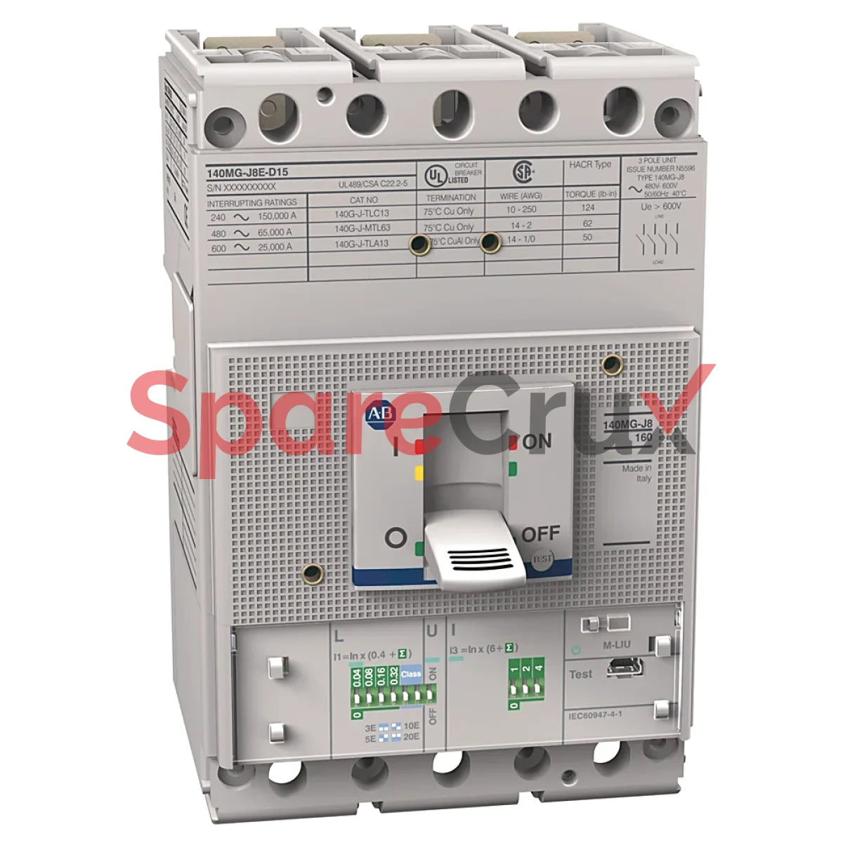 140Mg-J8E-D15-Aj | Allen Bradley Motor Protection Circuit Breaker J Frame 15 A Thermal Magnetic
