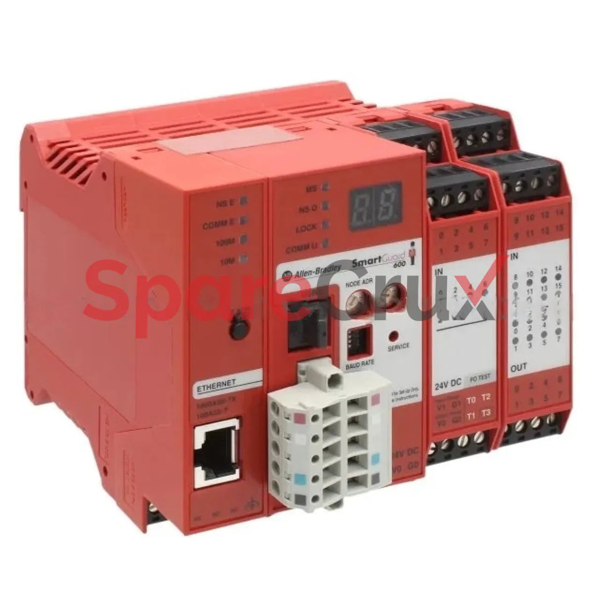 1752-L24BBBE | ALLEN BRADLEY | SmartGuard 600 Safety Controller with EtherNet/IP, 16 Safety Inputs, 8 Safety Outputs, and 4 Pulse Test Outputs