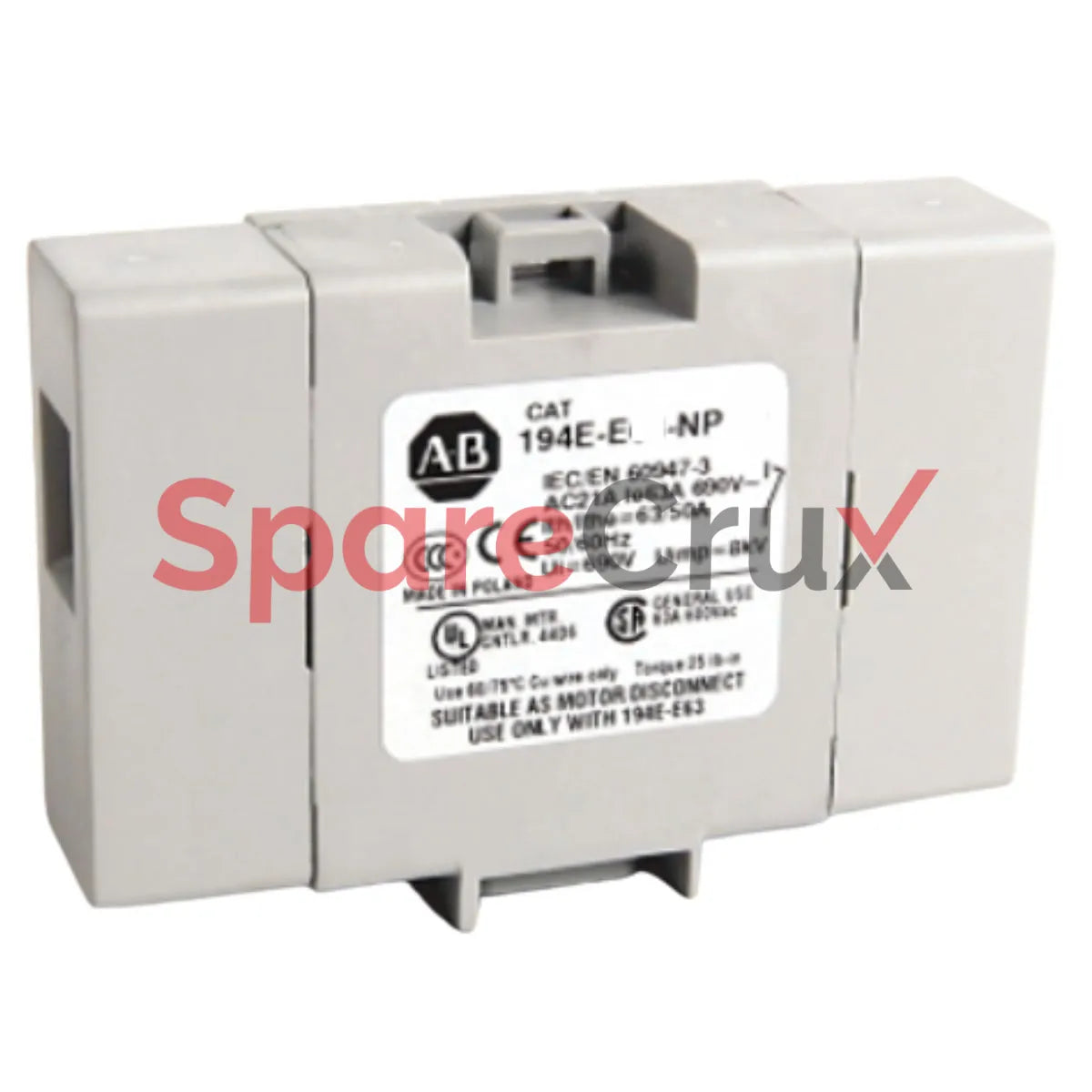 194E-E40-NP | ALLEN BRADLEY | 40A Load Switch, Open - Front/Door, OFF-ON 90°, 3 Poles, with Neutral Pole