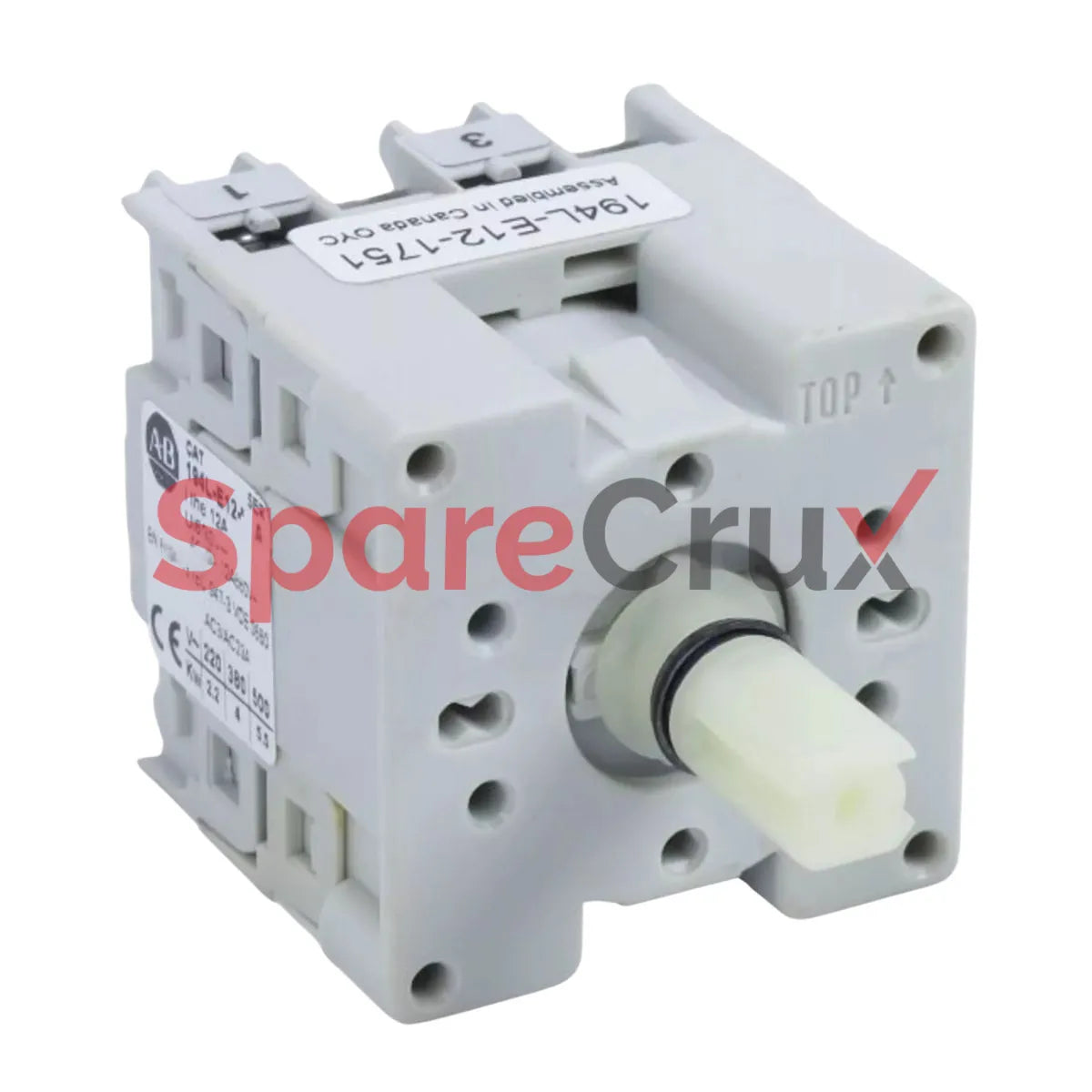 194L-E12-1751 | ALLEN BRADLEY | 12A Load Switch, Open - Base/DIN Rail, OFF-ON 90°, 1 Pole