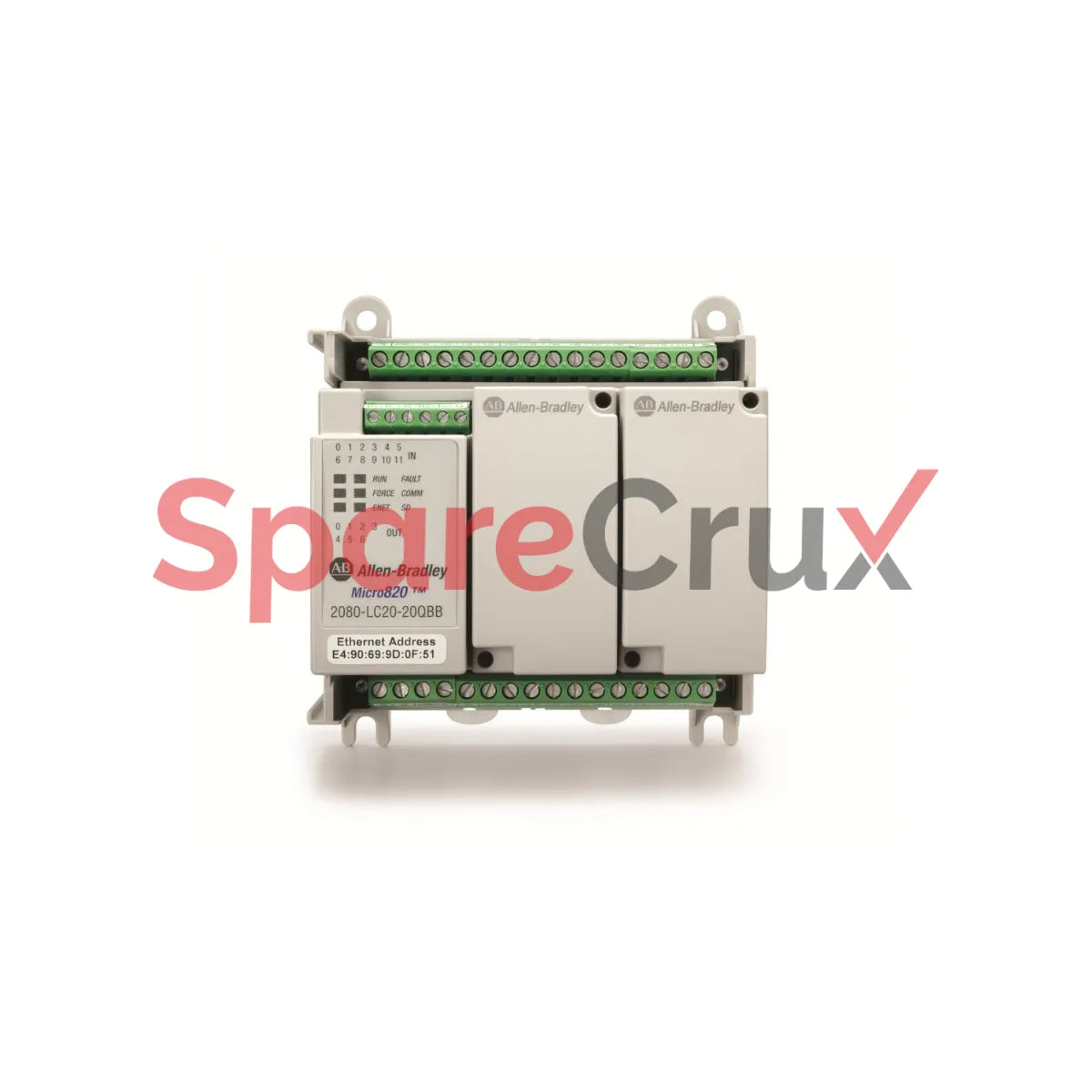 2080-LC20-20QWBR | ALLEN BRADLEY | Micro820 Controller, 12 24V DC Inputs, 7 Relay Outputs, 2 Plug-In Slots