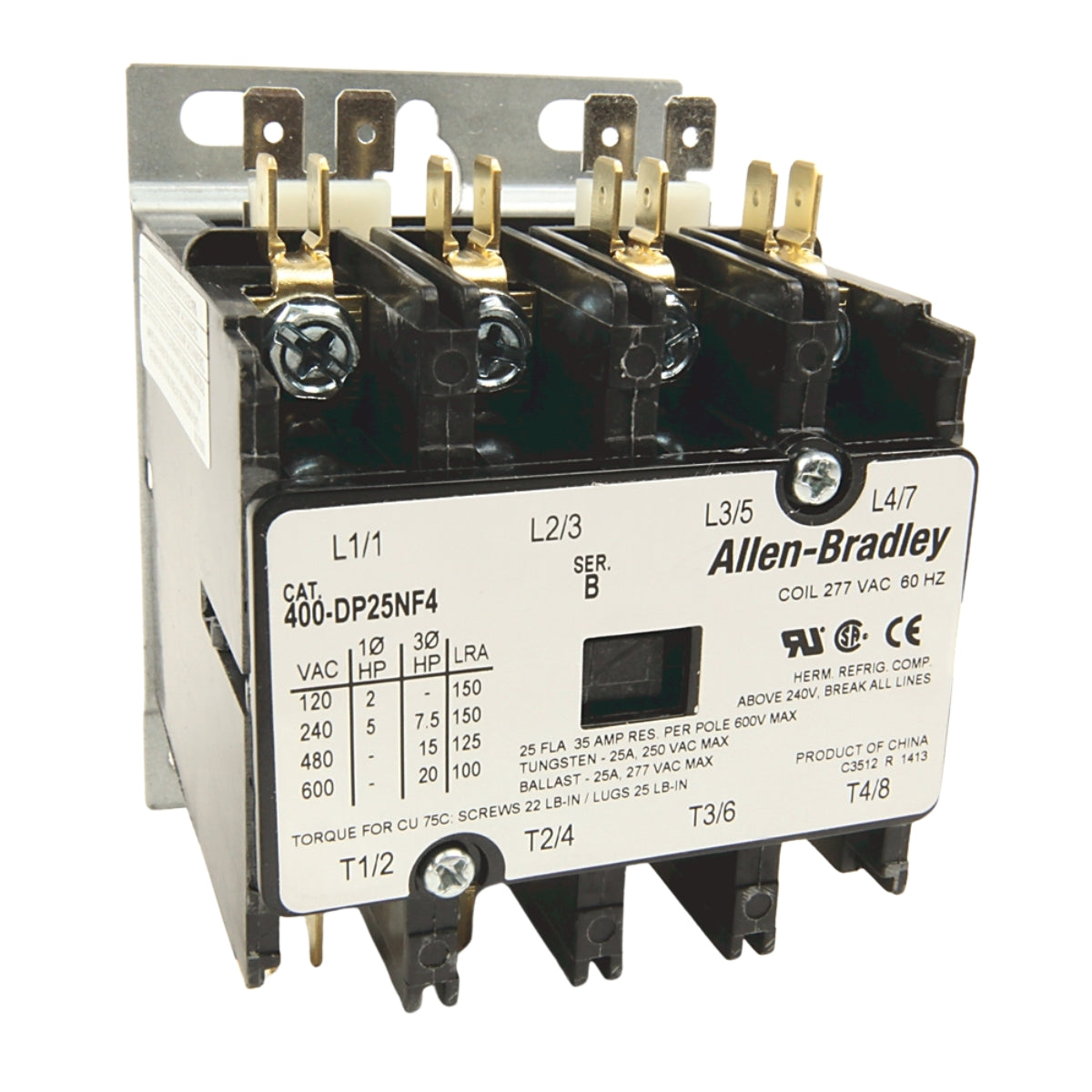 400-DP25NF4 | ALLEN BRADLEY | 25 Amp Definite Purpose Contactor