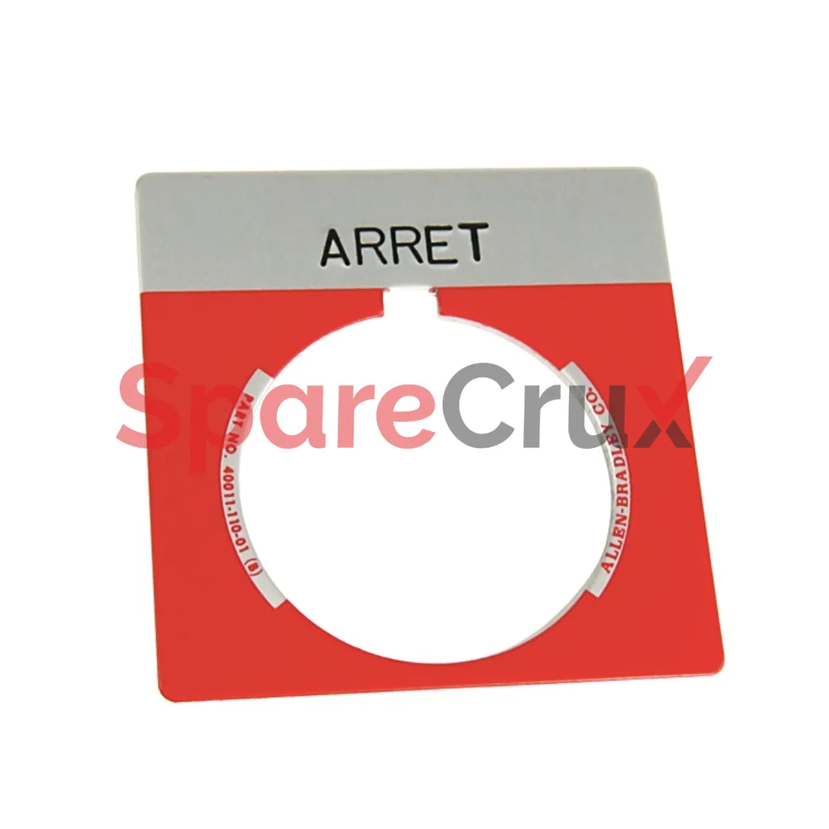 800T-X550F | ALLEN BRADLEY | 30mm 800T ARRET Red Legend Plate