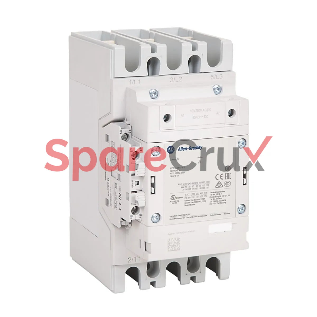 100-E205KY11 | ALLEN BRADLEY | 100-E MCS-E Contactor, 205A, AC3 Duty, 48-130V AC 50/60Hz / 48-130V DC Electronic Coil, 1 N.O. 1 N.C.