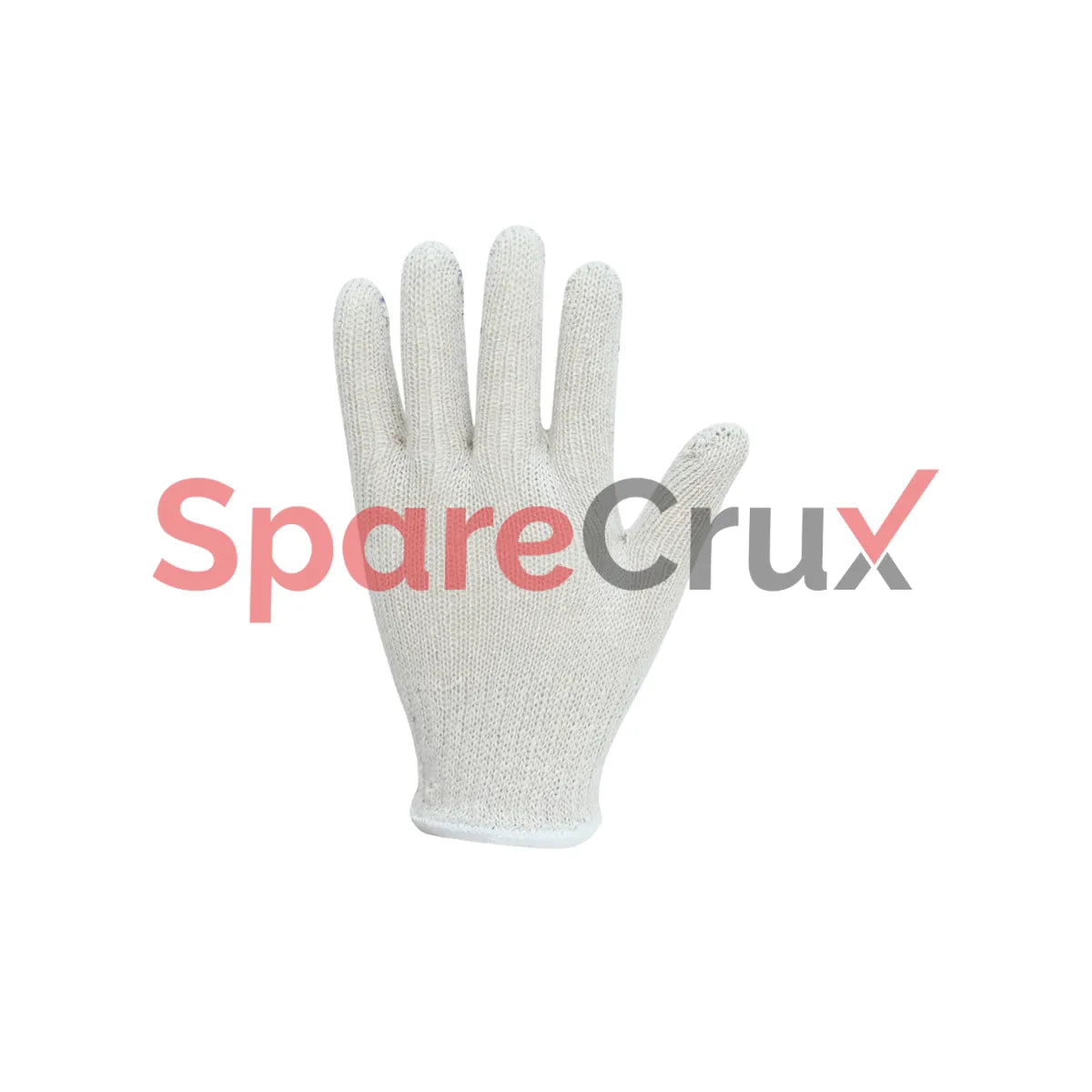 FT604SD | KARAM | Cotton Knitted Single Dotted Gloves White (SD)