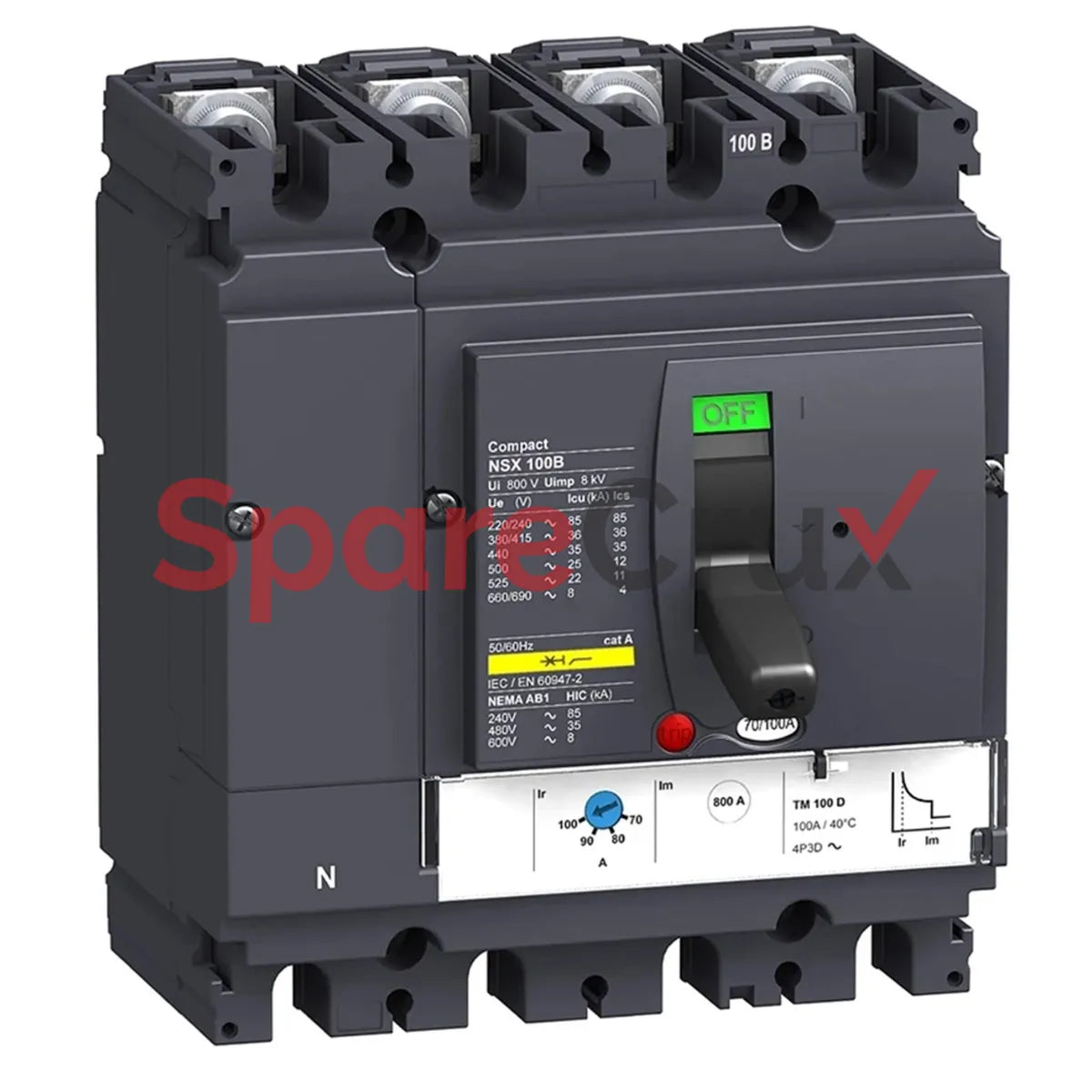 LV429560 | SCHNEIDER ELECTRIC | circuit breaker Compact NSX100B, 25 kA at 415 VAC, TMD trip unit 100 A, 4 poles 3d
