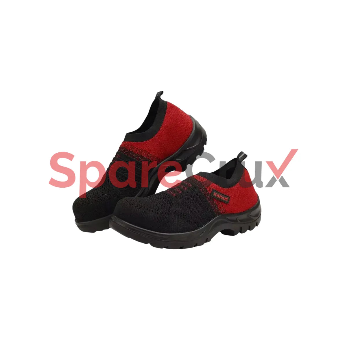 FS 202 | KARAM | Flytex Red and Black Sporty Slip-On Safety Shoes