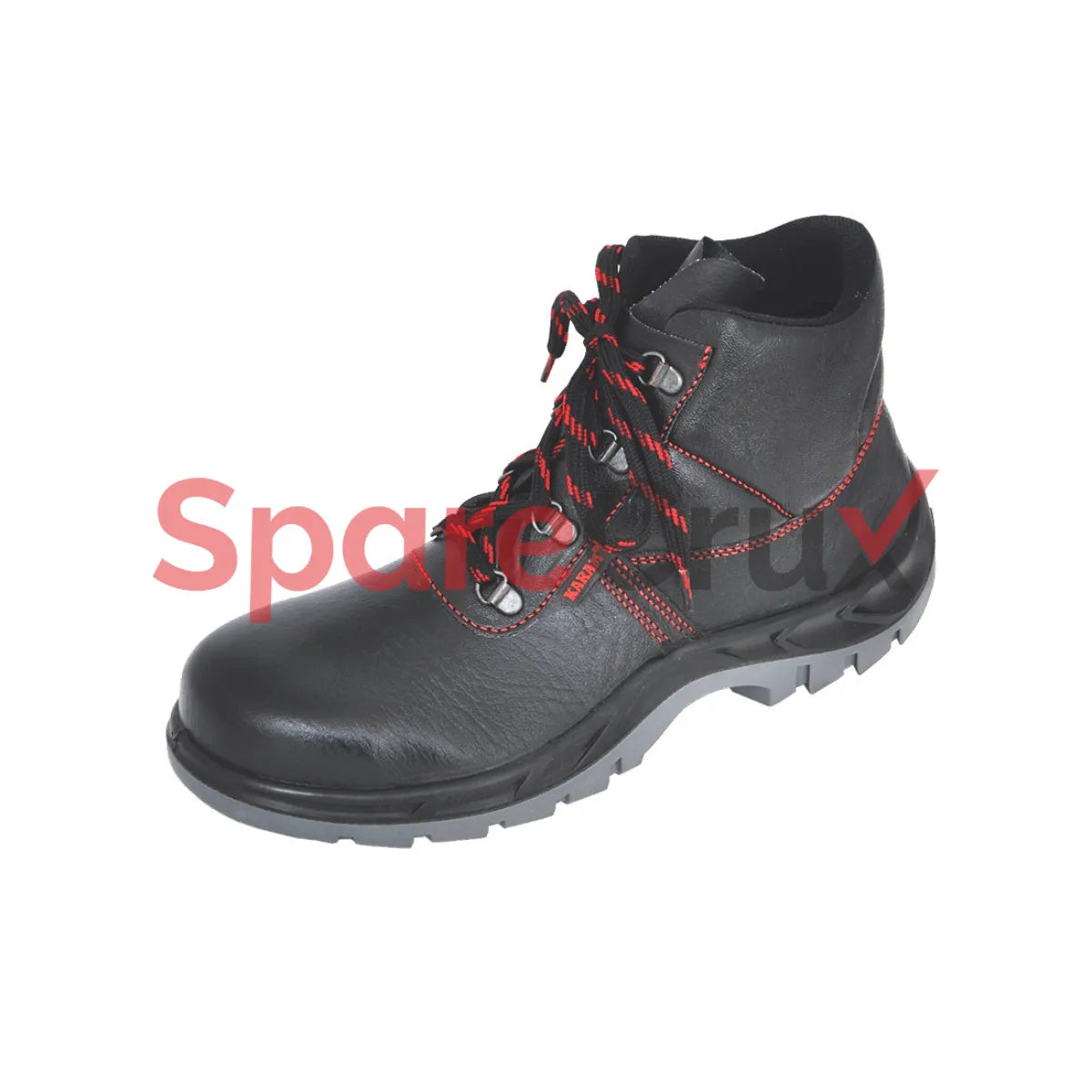 FS 21 | KARAM | Workman Ankle Black Leather Red Stitched Safety Shoes