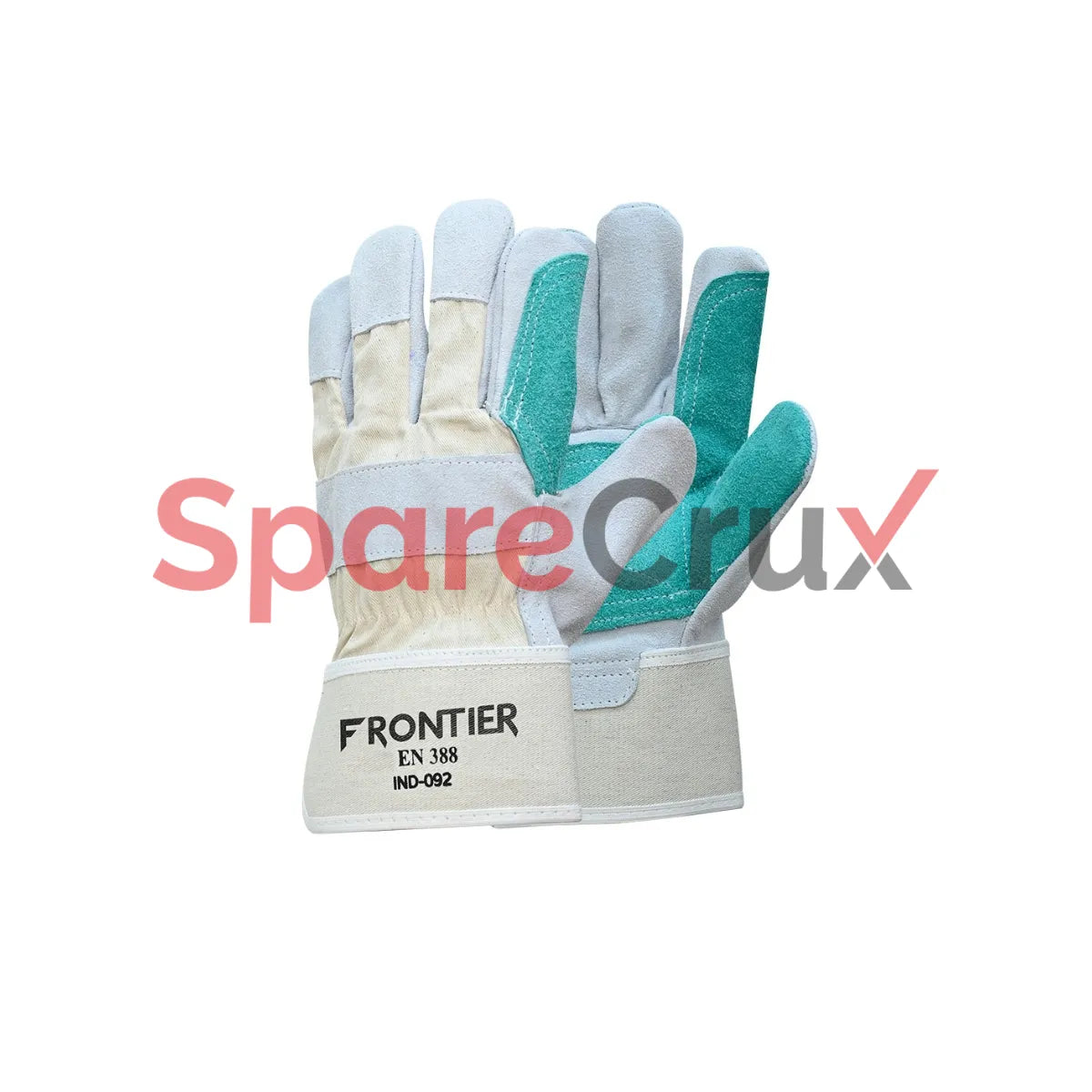 FT832(UL)(GY)(10.5) | KARAM | Frontier Split Leather Grey & Green Gloves