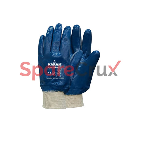 HS 201(KW)| KARAM | Cotton Jersey Liner with Nitrile Coating Knit Wrist Safety Gloves