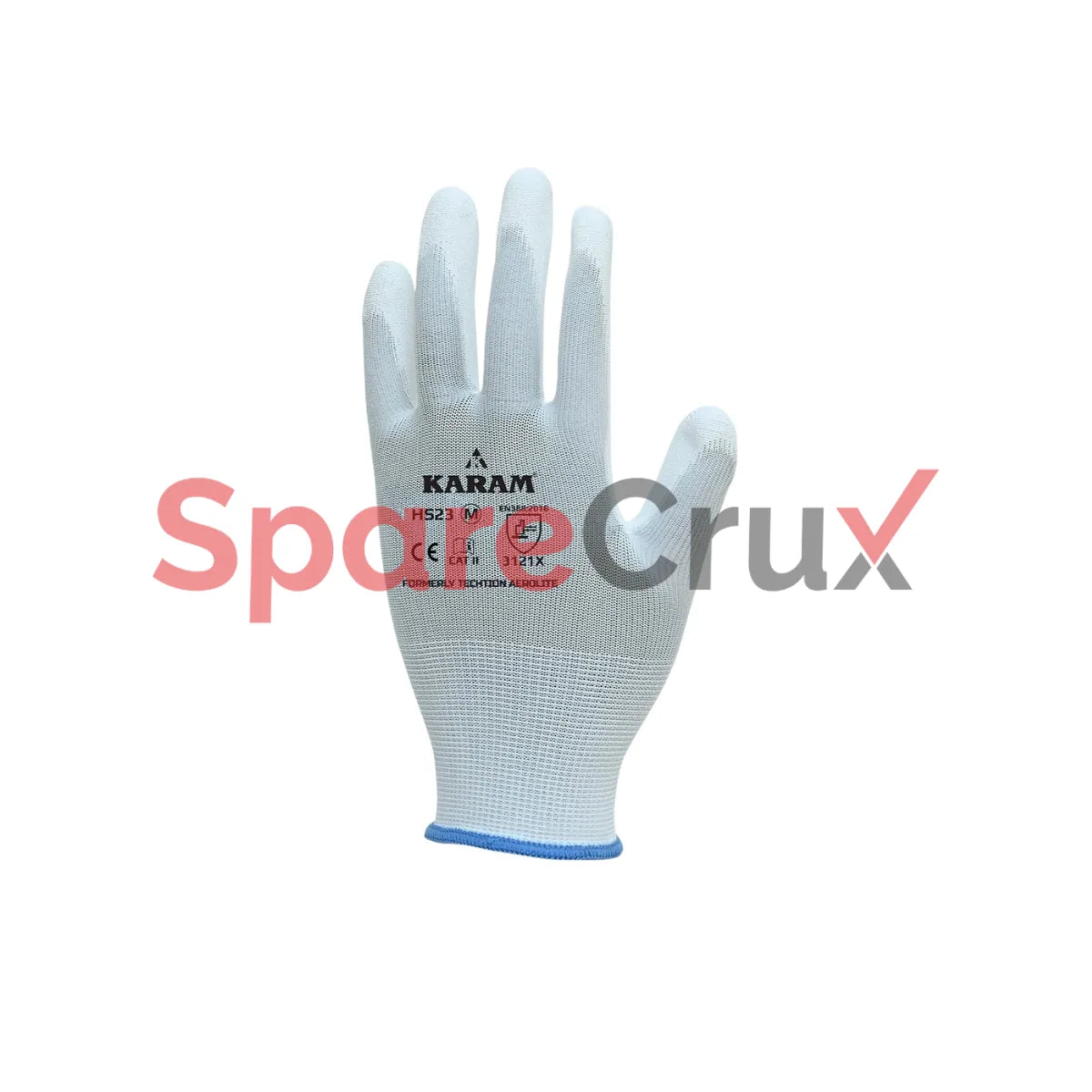 HS 23 | KARAM | Polyester Liner with Polyurethane Coating White Safety Gloves
