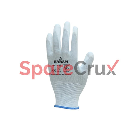 HS 23 | KARAM | Polyester Liner with Polyurethane Coating White Safety Gloves