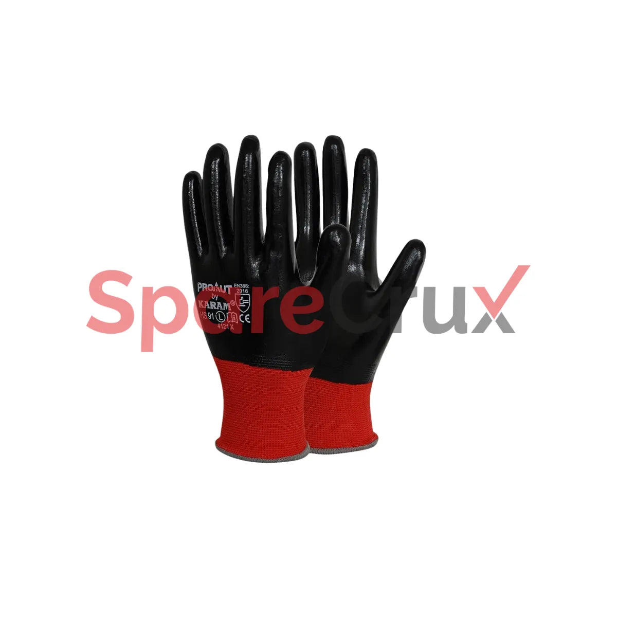 HS 91 | KARAM | Red Polyester Liner with Black Nitrile Fully Coated with Smooth Finish
