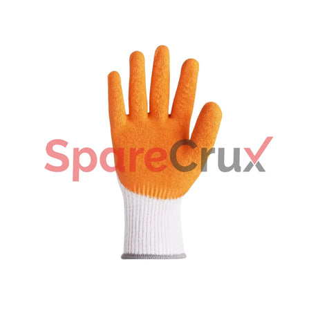 HS 11 | KARAM | White Polycotton Liner with Orange Latex Crinkle Coating Glove