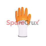 HS 11 | KARAM | White Polycotton Liner with Orange Latex Crinkle Coating Glove
