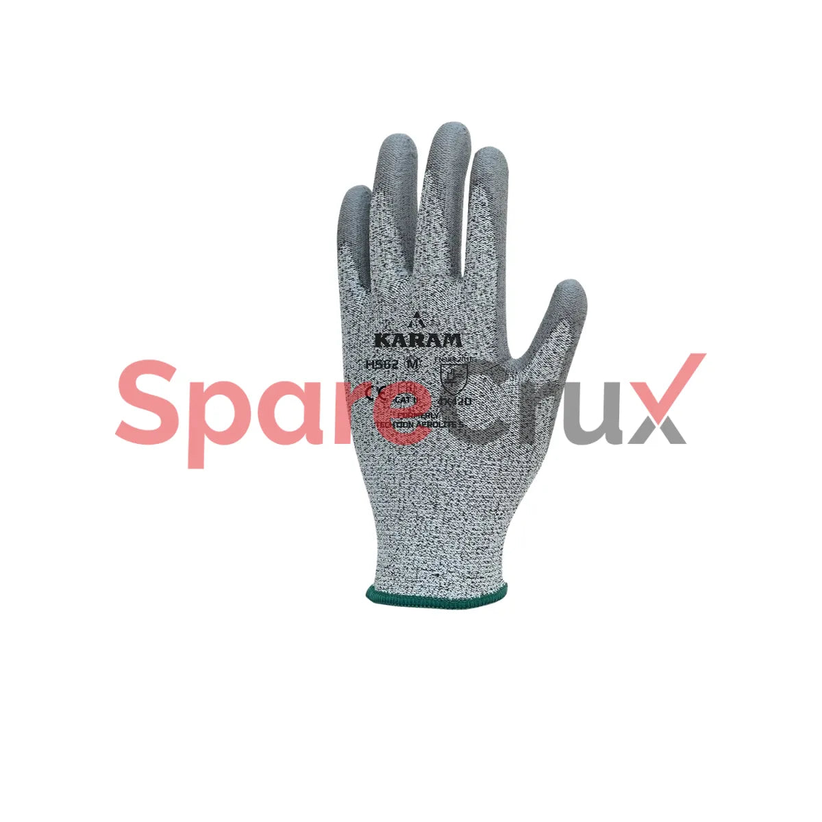 HS 62 | KARAM | HPPE / Glass Liner with Polyurethane Coating Grey Safety Gloves