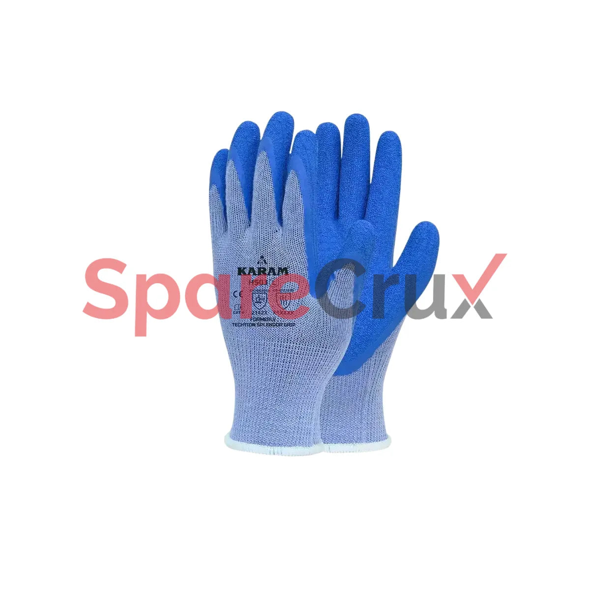 HS 03 | KARAM | Polycotton Liner with Natural Latex Coating Blue Safety Gloves