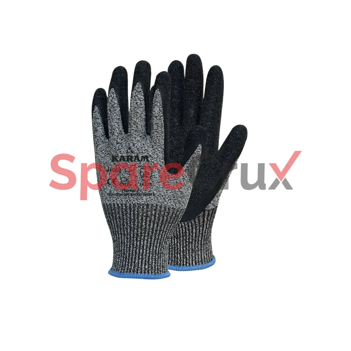 HS 68 | KARAM | Glass Liner with Natural Latex Coating Safety Gloves
