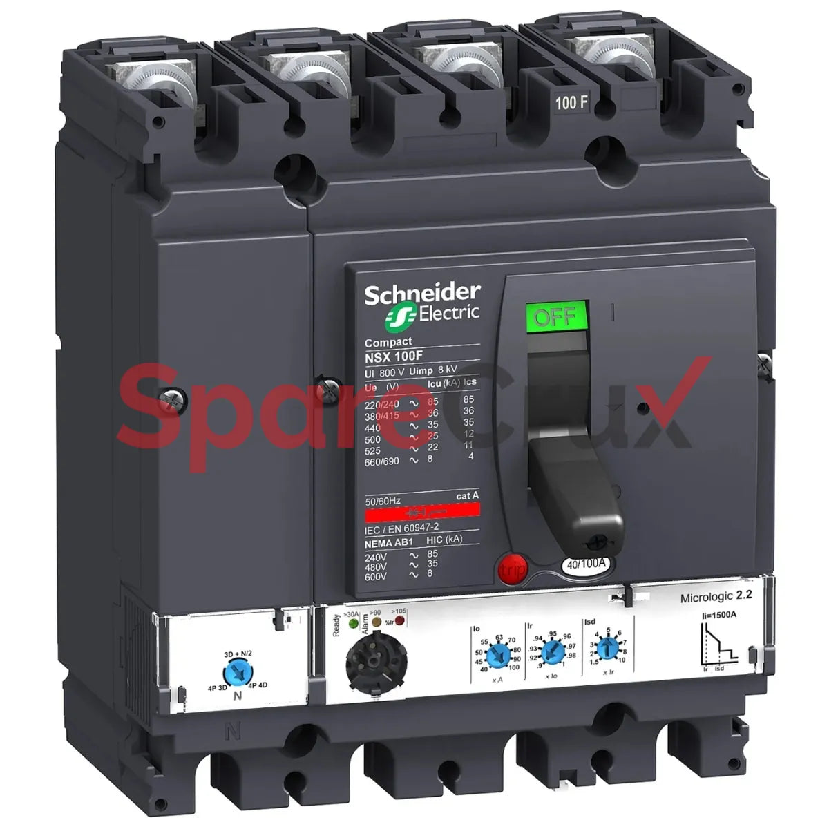 LV431770 | SCHNEIDER ELECTRIC | Circuit Breaker Compact NSX250F, 36 kA at 415 VAC, Micrologic 2.2 trip unit 250 A, 3 poles 3d