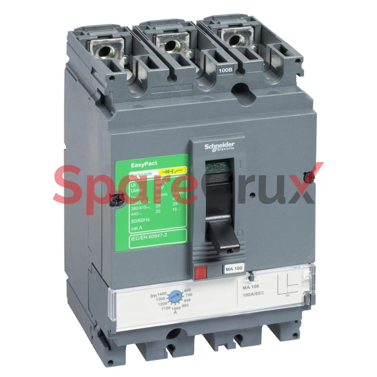 CVS100F | SCHNEIDER ELECTRIC |  Electric EasyPact CVS100F Circuit Breaker, 36 kA at 415 VAC, 3P 3D, TM-D 63 A Trip Unit, (LV510335)