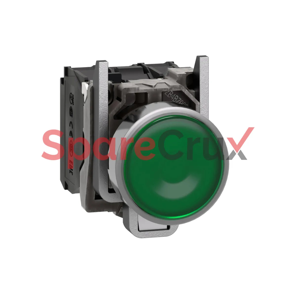 XB4 BW33B5 | SCHNEIDER ELECTRIC | Illuminated push button, Harmony XB4, metal, green flush, 22mm, universal LED, plain lens, 1NO + 1NC, 24V AC/DC