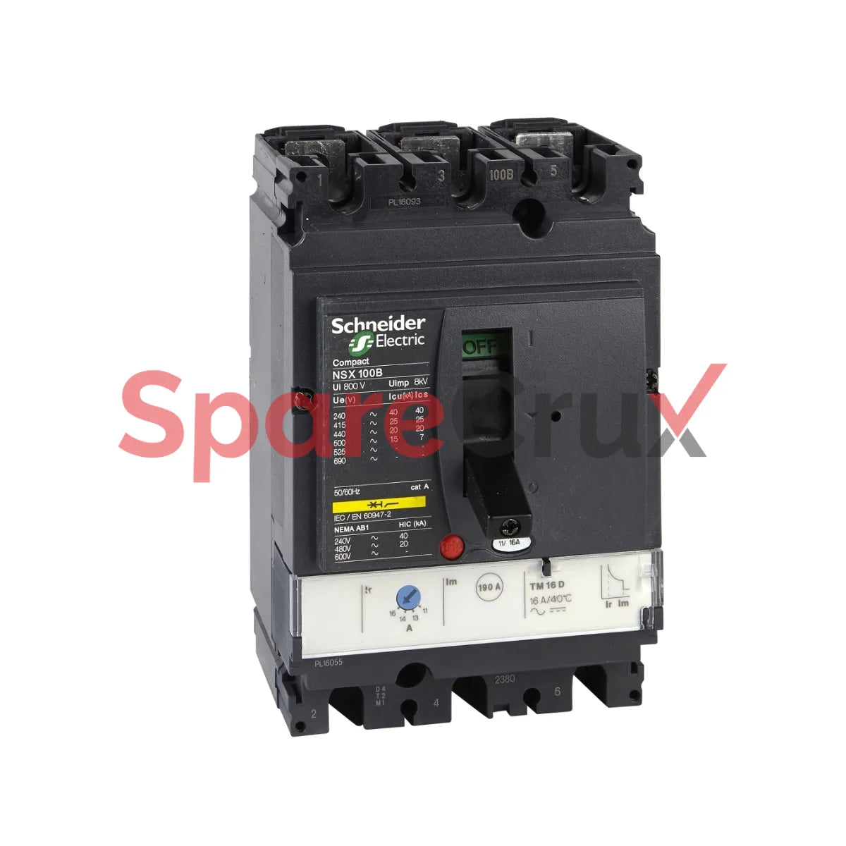 LV429552 | SCHNEIDER ELECTRIC | circuit breaker Compact NSX100B, 25 kA at 415 VAC, TMD trip unit 63 A, 3 poles 3d
