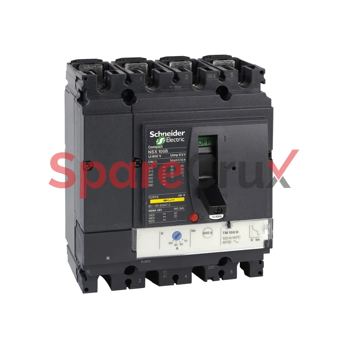 LV429685 | SCHNEIDER ELECTRIC | circuit breaker Compact NSX100H, 70 kA at 415 VAC, TMD trip unit 32 A, 4 poles 3d