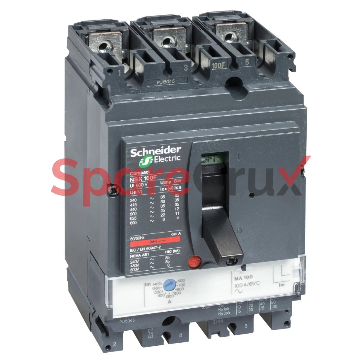 LV429752 | SCHNEIDER ELECTRIC | circuit breaker Compact NSX100N, 50 kA at 415 VAC, MA trip unit 25 A, 3 poles 3d