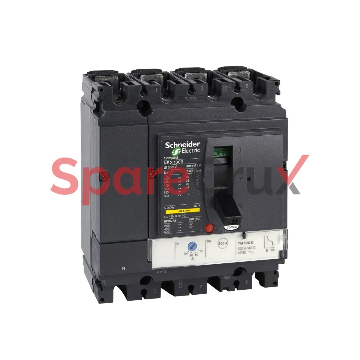 LV429851  | SCHNEIDER ELECTRIC | circuit breaker Compact NSX100N, 50 kA at 415 VAC, TMD trip unit 80 A, 4 poles 3d
