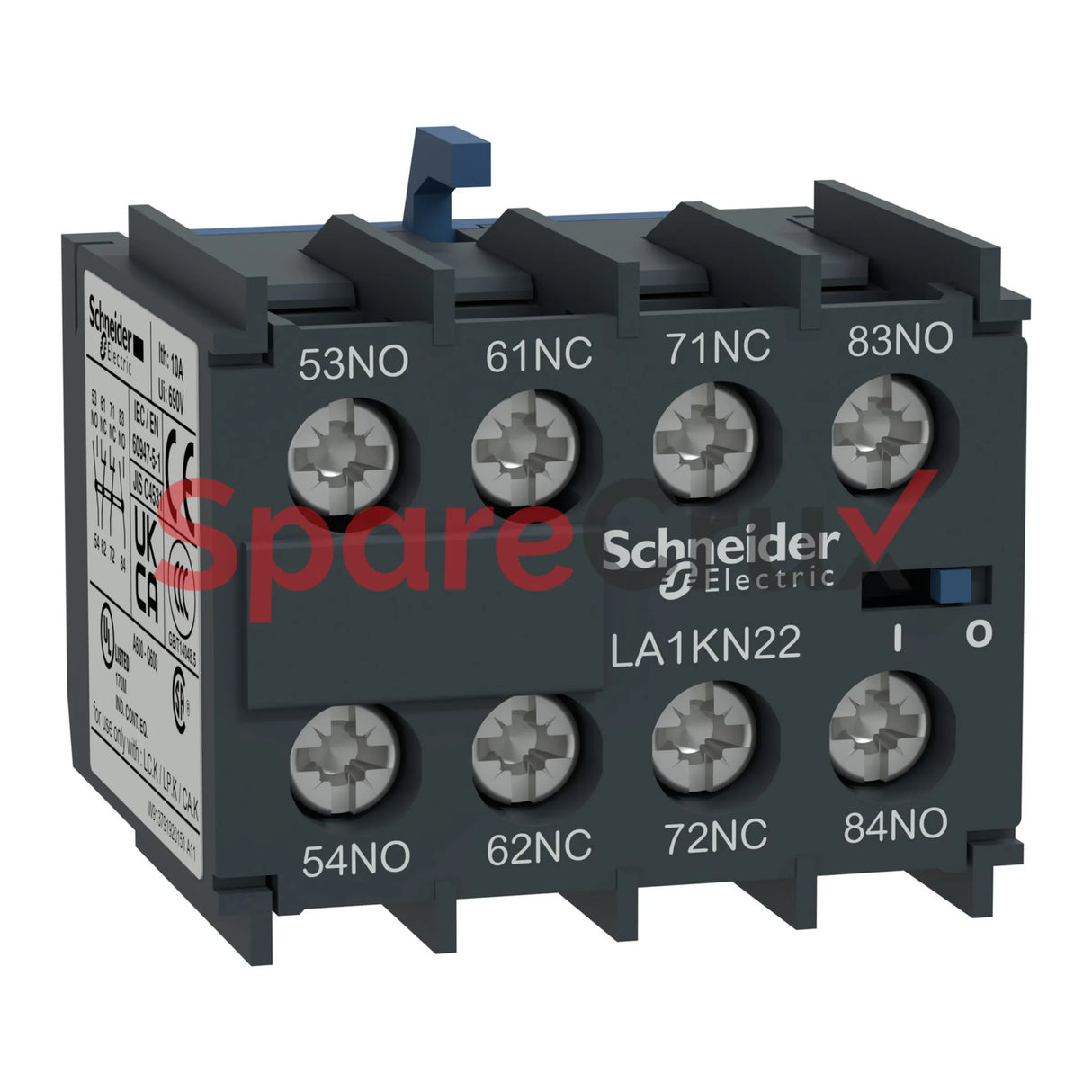 LA1KN40 | SCHNEIDER ELECTRIC | Auxiliary contact block, TeSys K, 4NO, front mounting, screw clamp terminals