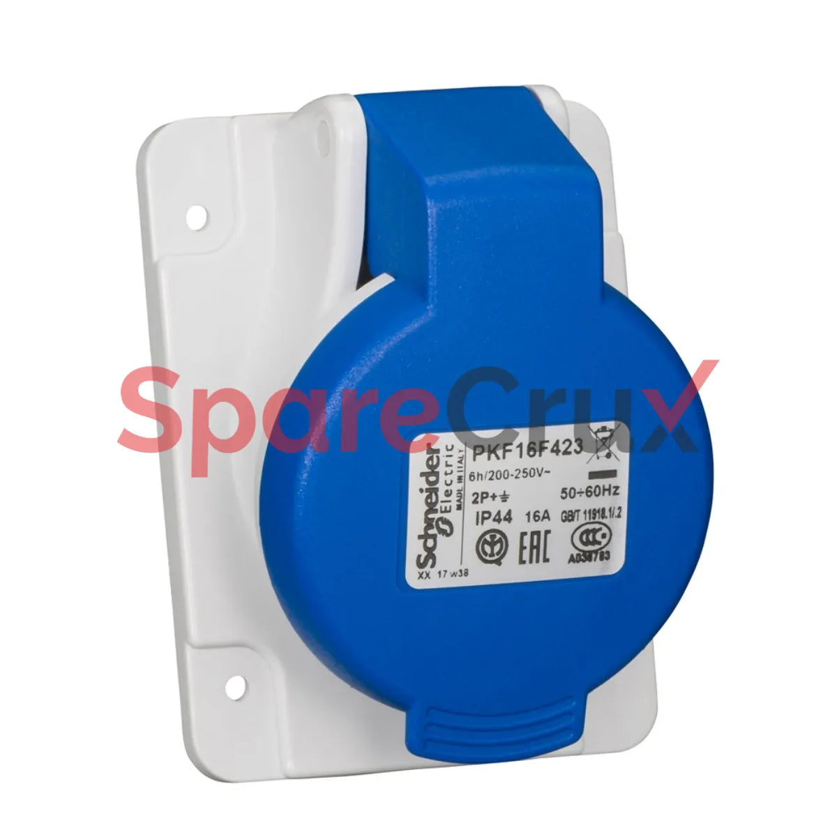 PKF16F423 | SCHNEIDER ELECTRIC | PratiKa socket - screw - angled - 16A - 2P + E - 200...250 V AC - panel