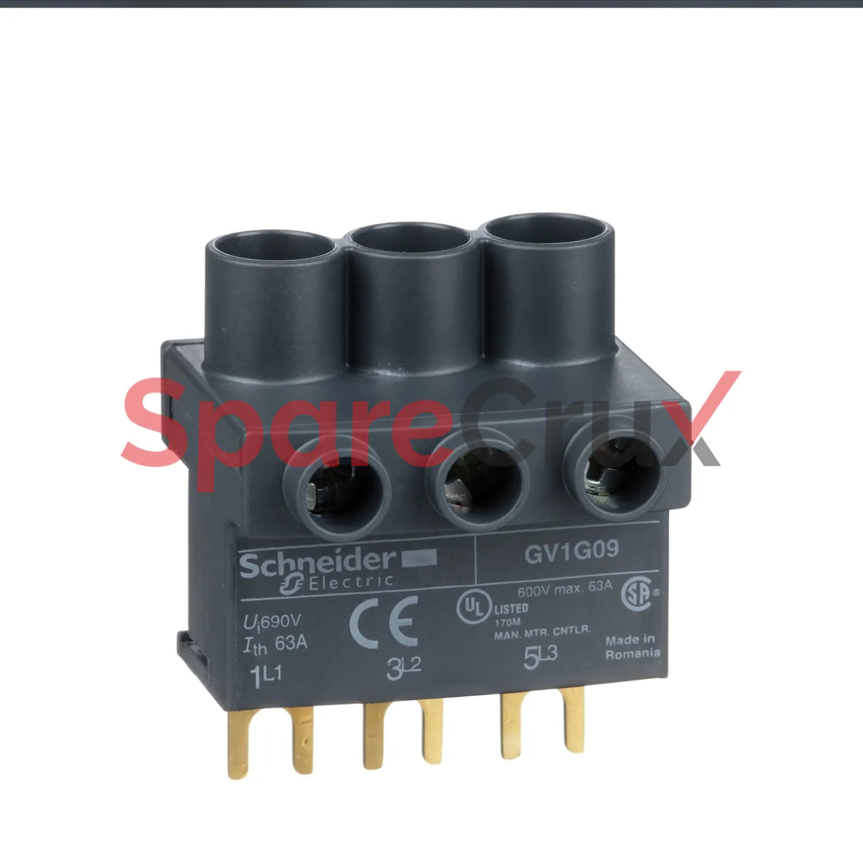 GV1G09 | SCHNEIDER ELECTRIC | TeSys GV, top feed terminal block, for busbars, 3 P, for TeSys D and TeSys U